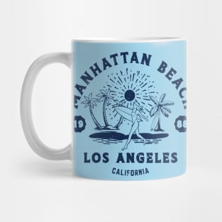 Vintage Manhattan Beach Surfing // Retro California Beach Los Angeles 1988 Mug